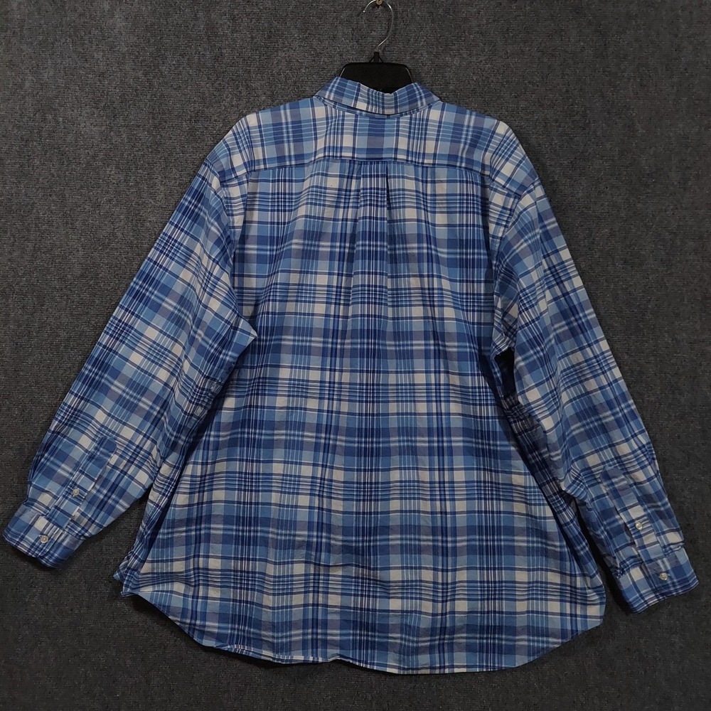 Ralph Lauren Shirt Mens Big 2X Blue Plaid Long Sleeve Button-Up Cotton - Picture 2 of 10